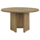 Adina 53-inch Round Wood Dining Table Distressed Light Brown