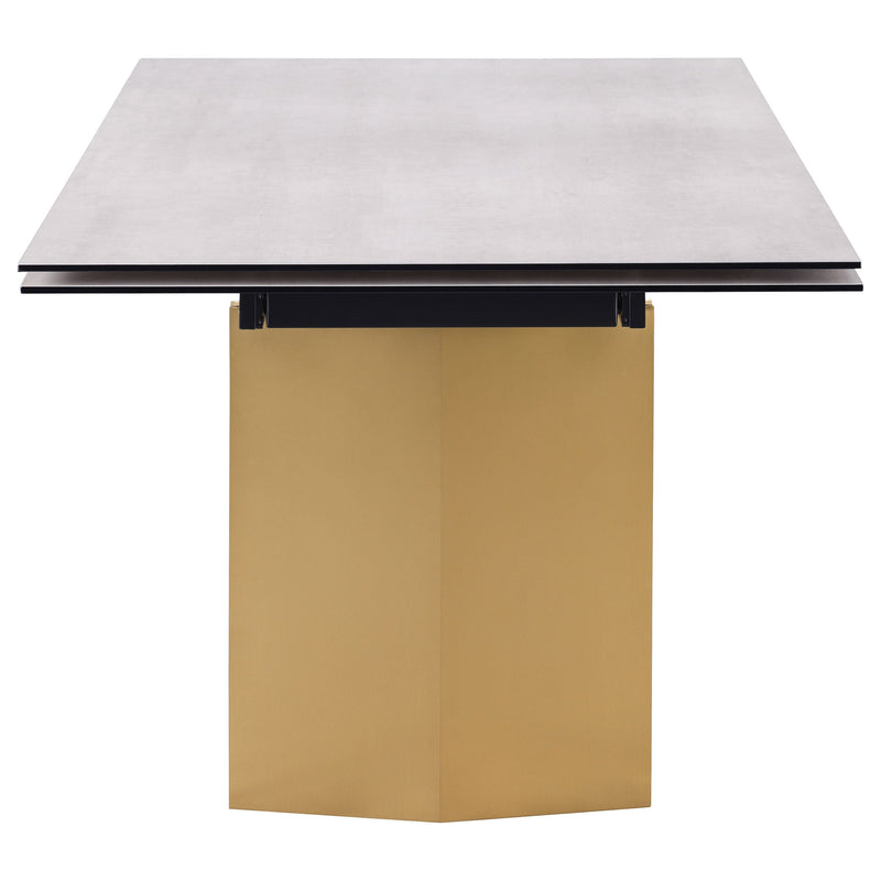 Vesa 97-inch Glass Top Extension Dining Table Beige