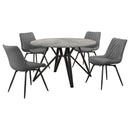 Neil 5-piece Round Dining Table Set Concrete Gunmetal