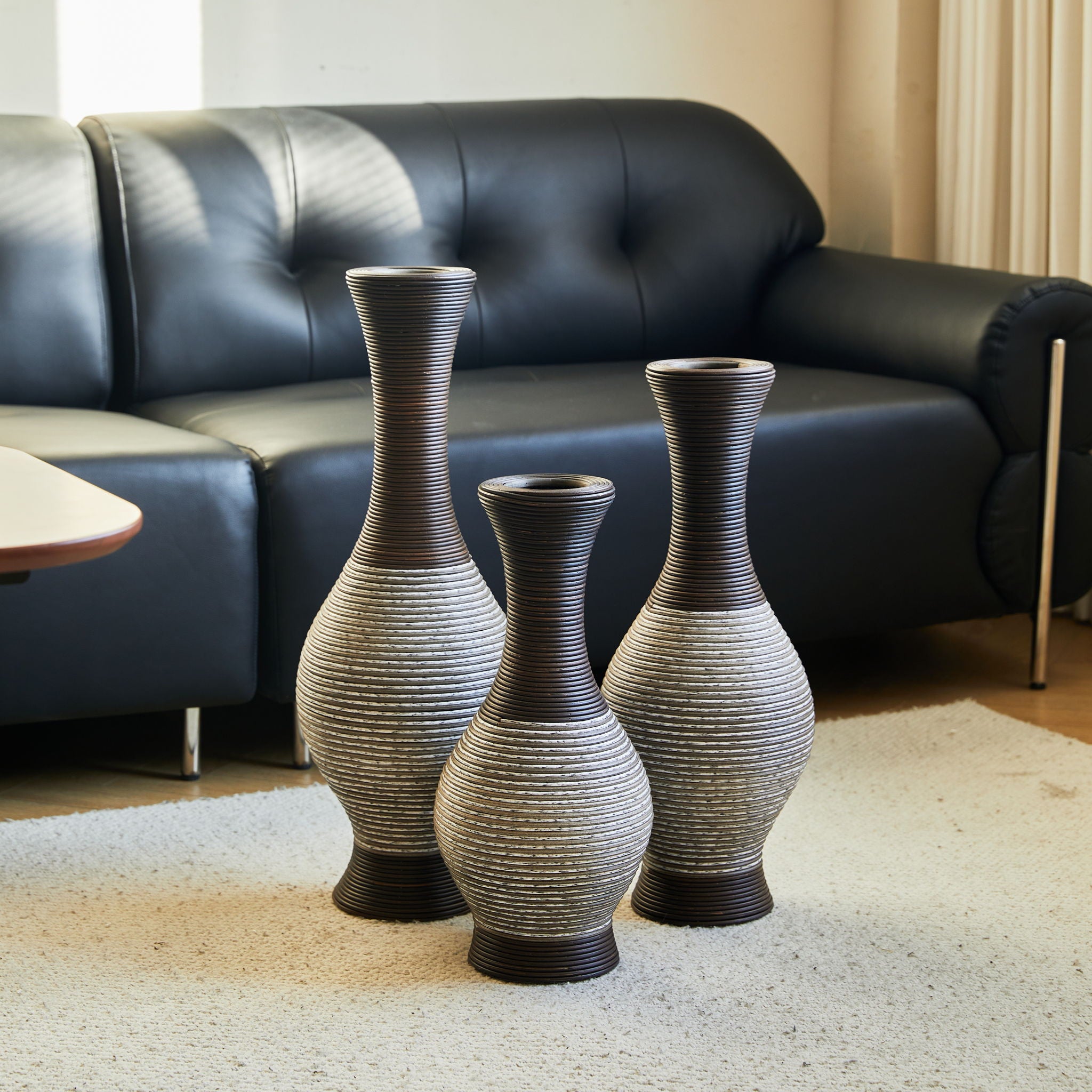 Tall Designer Floor Vase With Elegant 2 Tone