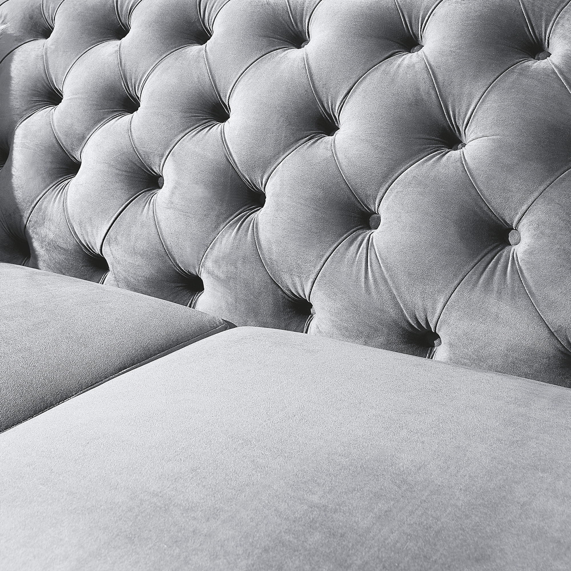 2 Seater Sofa With Button Tufted Diamond Grid & 2 Pillows For Living Room