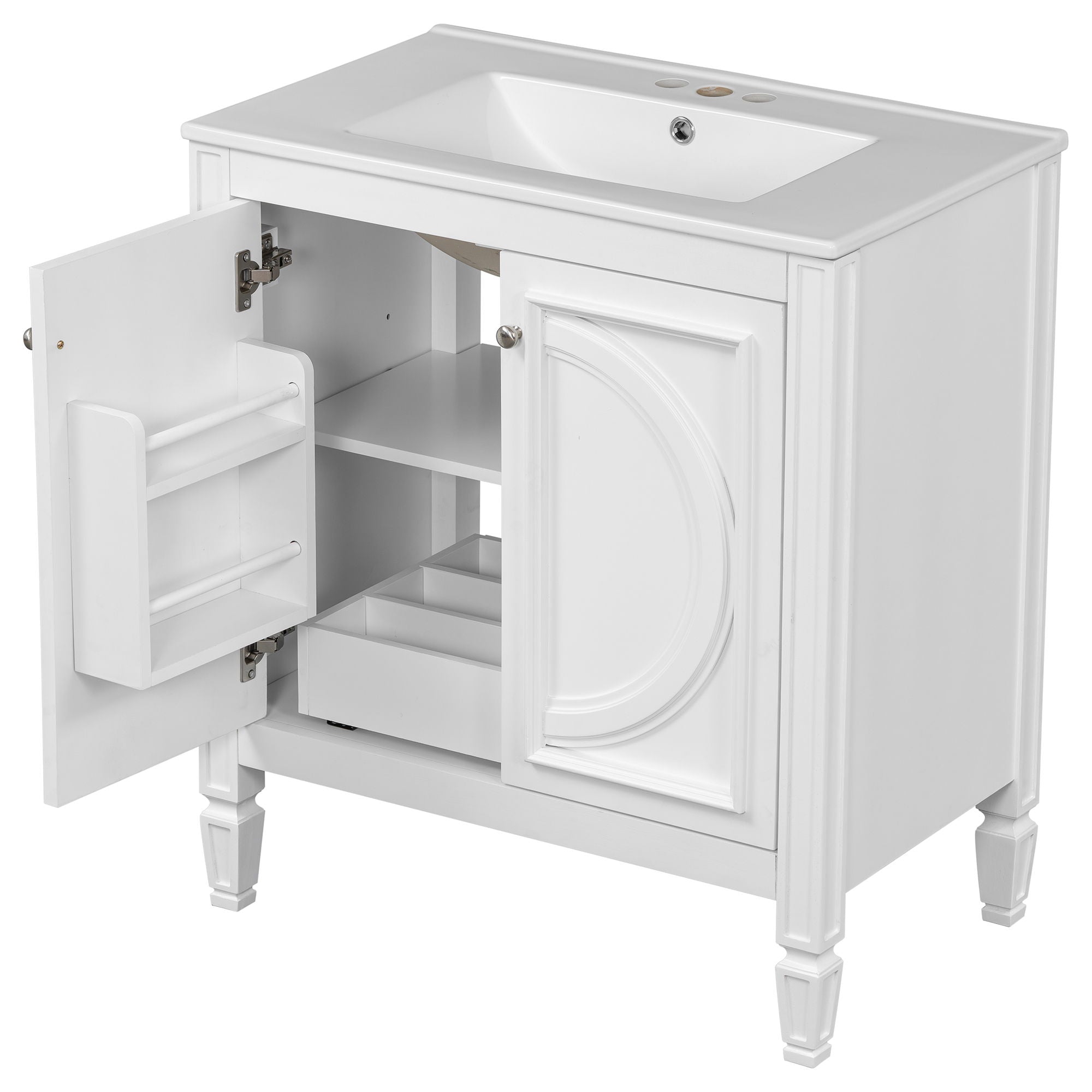Double Sink Bathroom Vanity Set With Wall Mount Mirror Cabinet