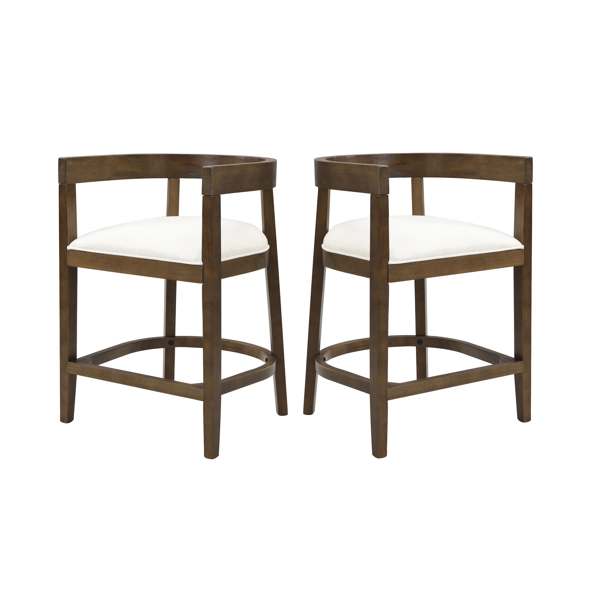 Modern Rubberwood Counter Stool Set With Upholstered Seats