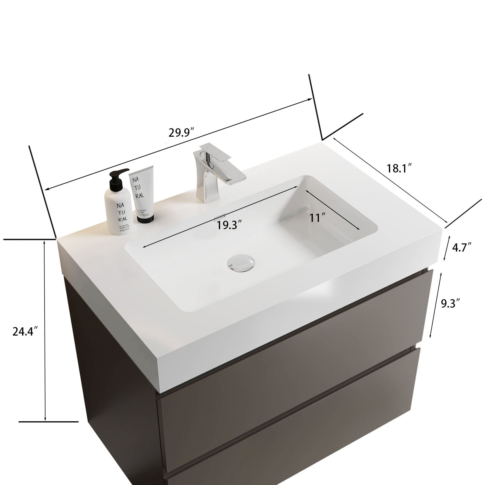 Alice - Bathroom Vanity With Sink, Wall Mounted, Floating
