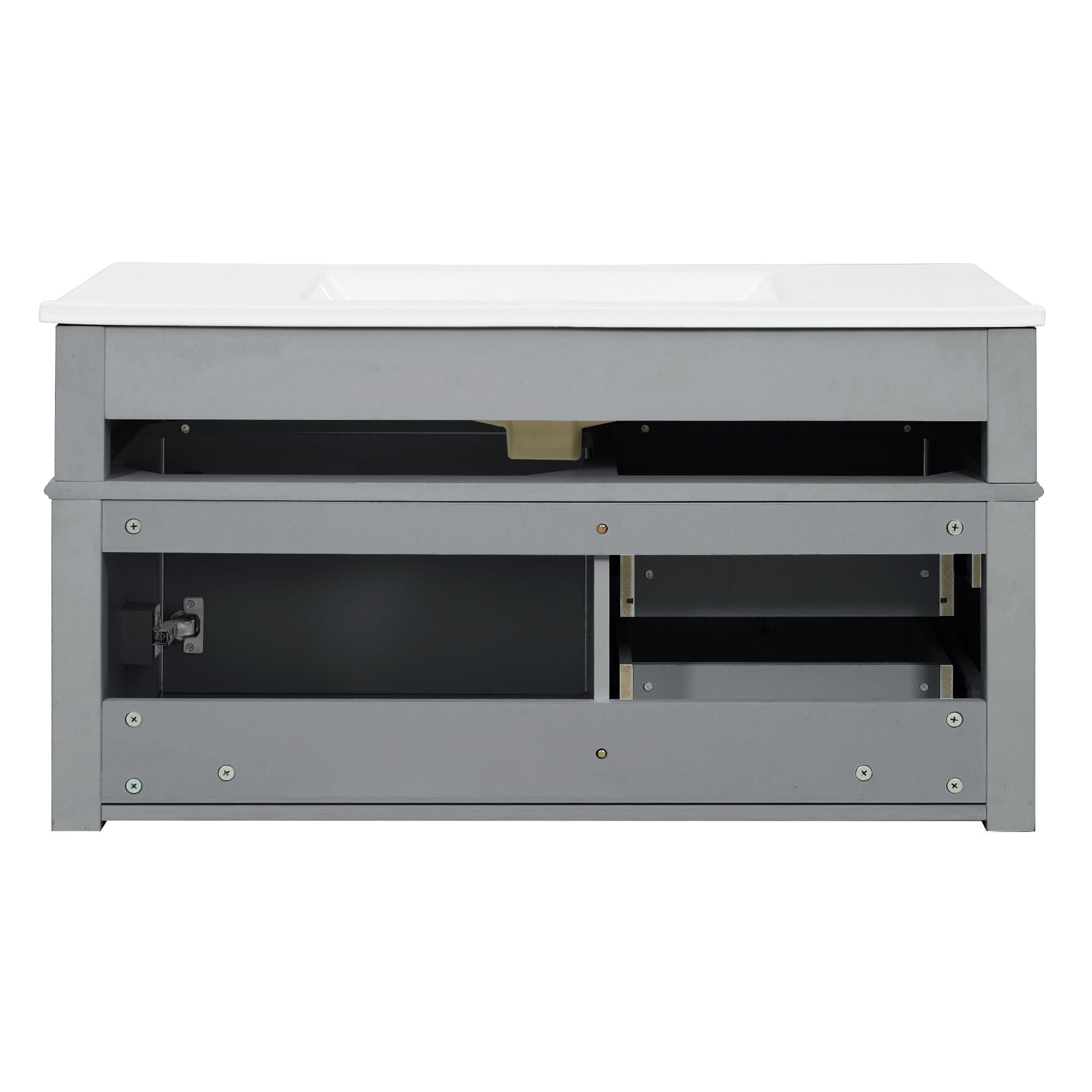 Modern Wall Mounted Floating Cabinet With Double Drawer And Sink