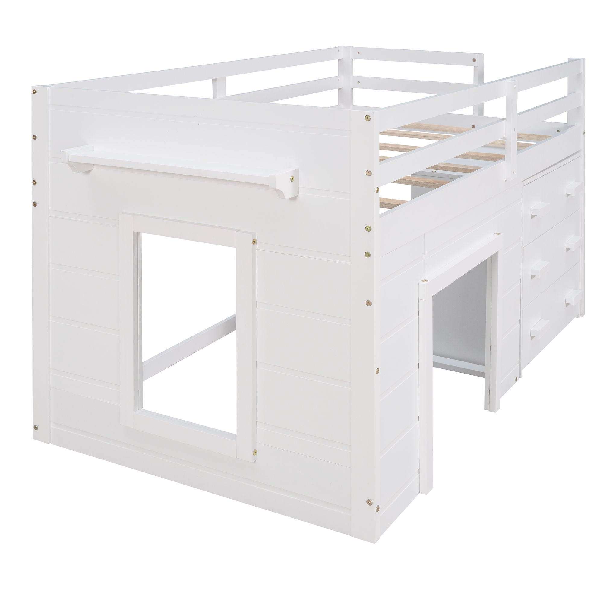Loft Bed With Cabinet And Shelf