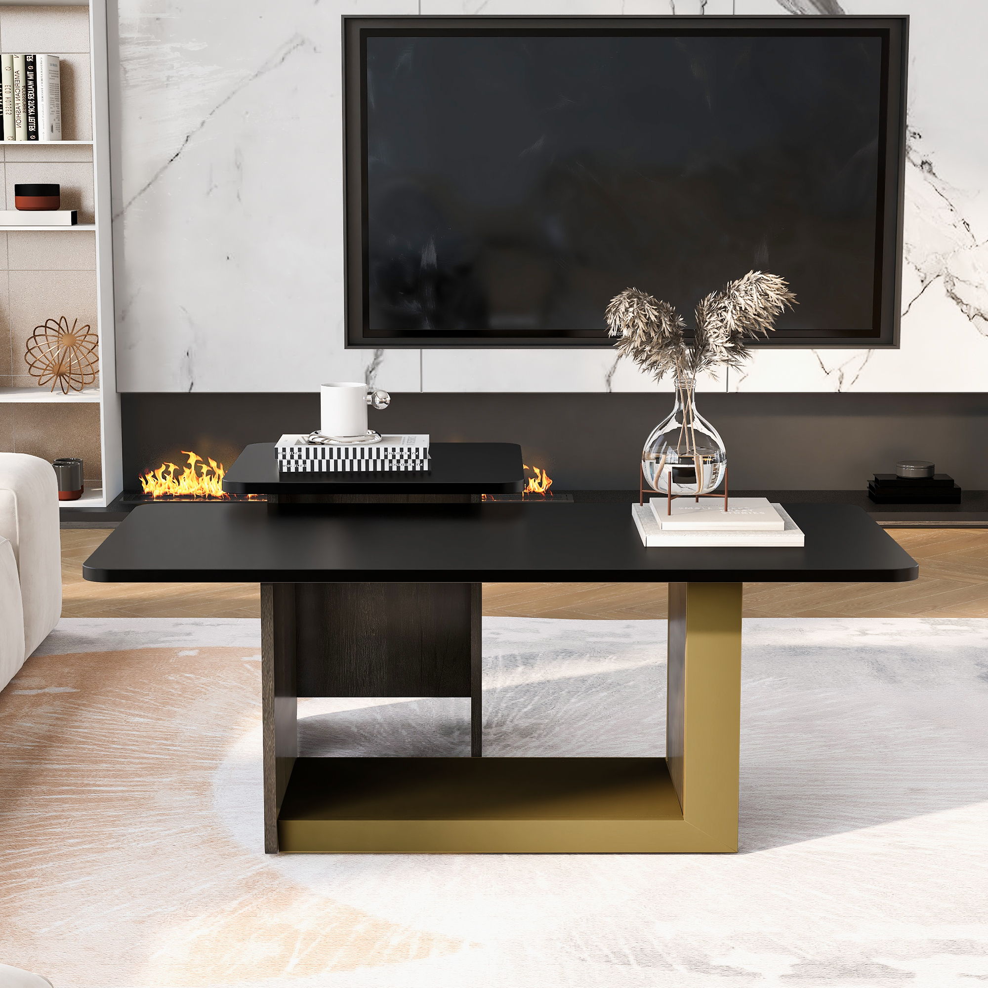 Small Square Coffee Table With End Table (Set of 2)