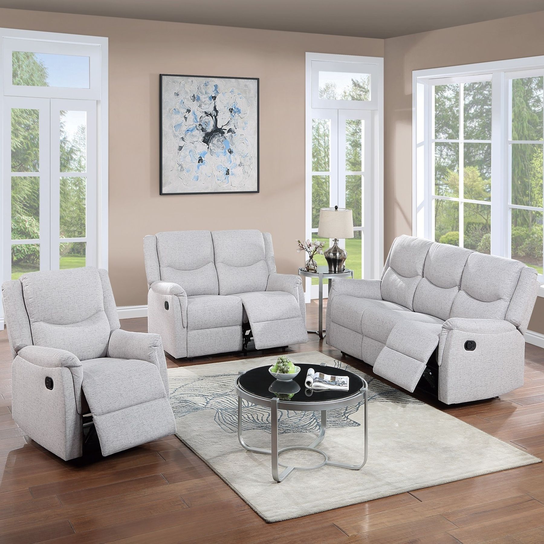 Modern Style Recliner Loveseat With Plush Armrest And Headrest