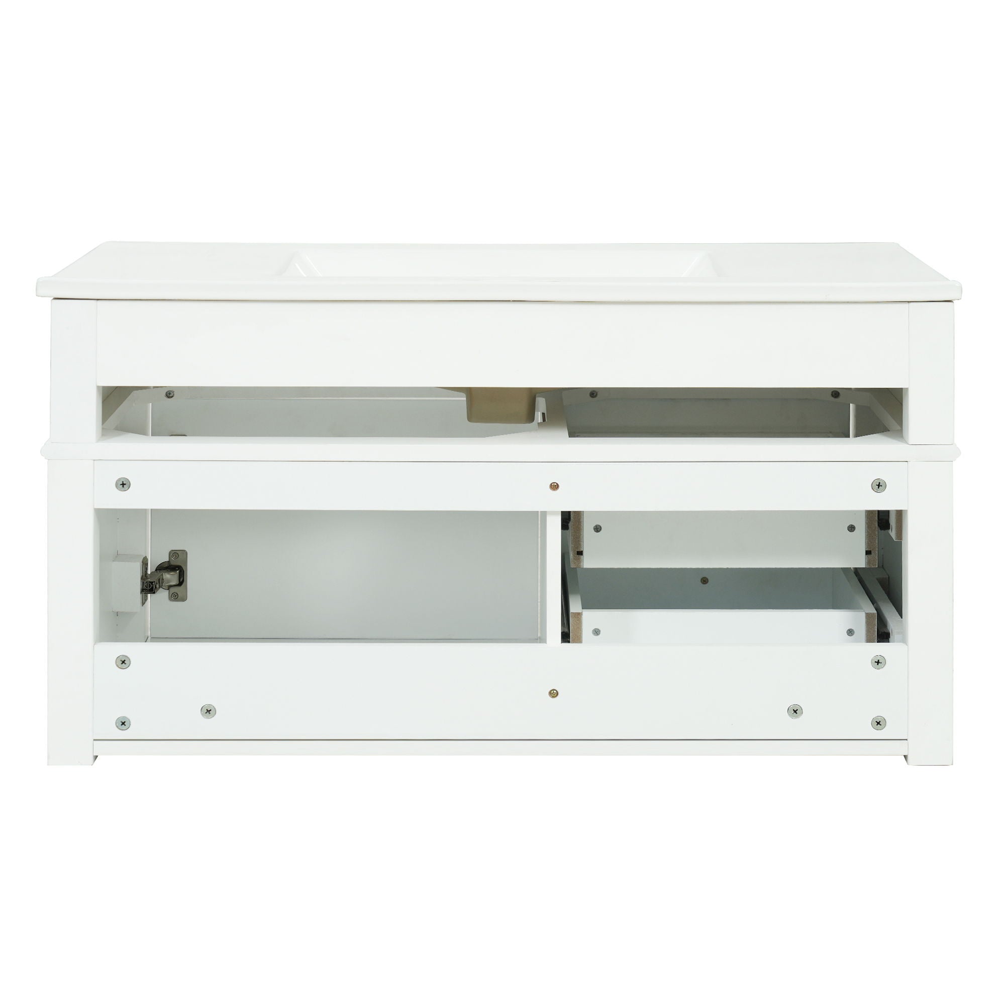 Modern Wall Mounted Floating Cabinet With Double Drawer And Sink