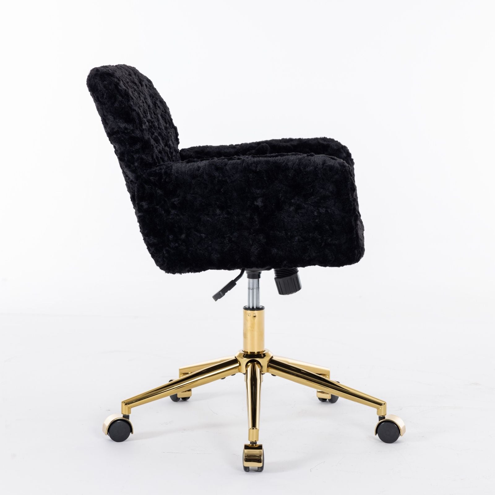 Office Chair, Artificial Rabbit Hair Home Office Chair With Metal Base, Adjustable Desk Chair Swivel Office Chair, Vanity Chair