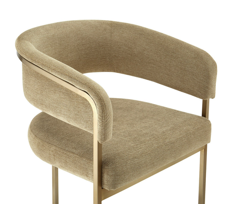 Modrest Sebastian - Modern Brown Fabric + Antique Brass Counter Chair