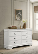 Louis Philippe 6-drawer Dresser and Mirror White