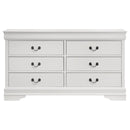 Louis Philippe 6-drawer Dresser and Mirror White