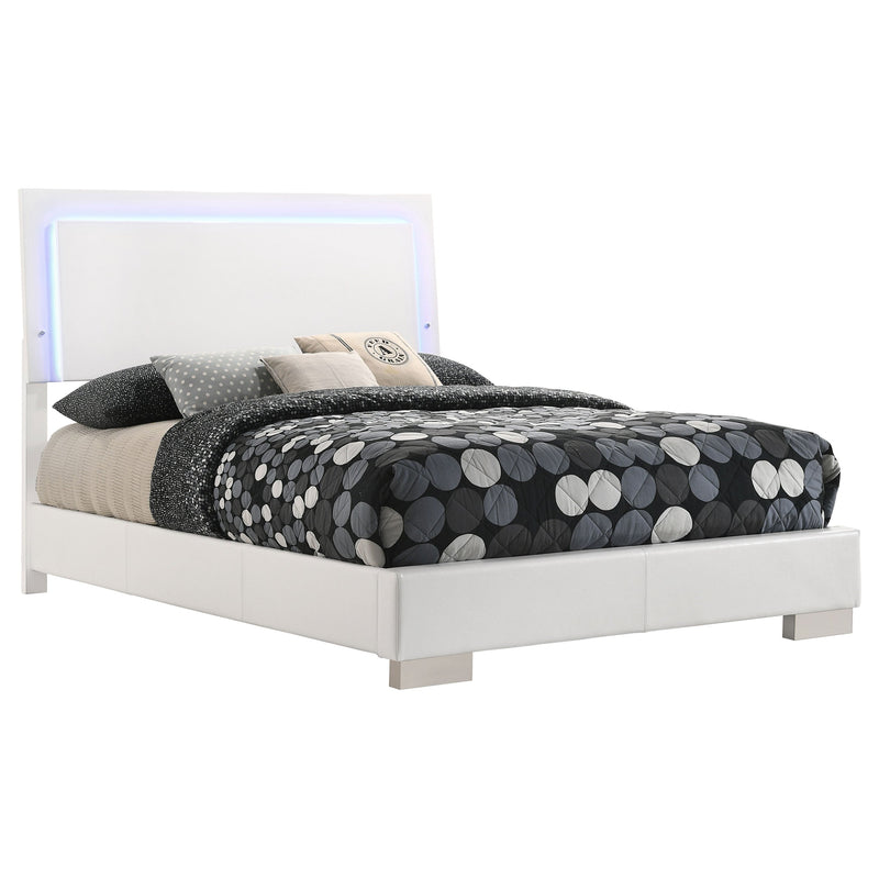 Felicity Wood California King LED Panel Bed White High Gloss