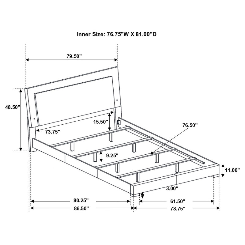 Felicity Wood California King LED Panel Bed White High Gloss