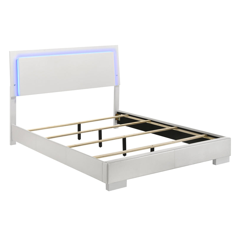 Felicity Wood California King LED Panel Bed White High Gloss