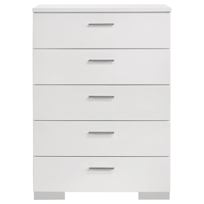 Felicity 5-drawer Bedroom Chest White High Gloss
