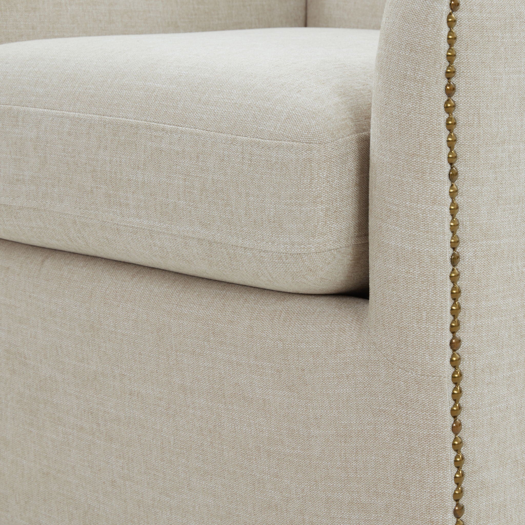 Tolland - Swivel Accent Chair With Antique Brass Nailhead Trim - Beige