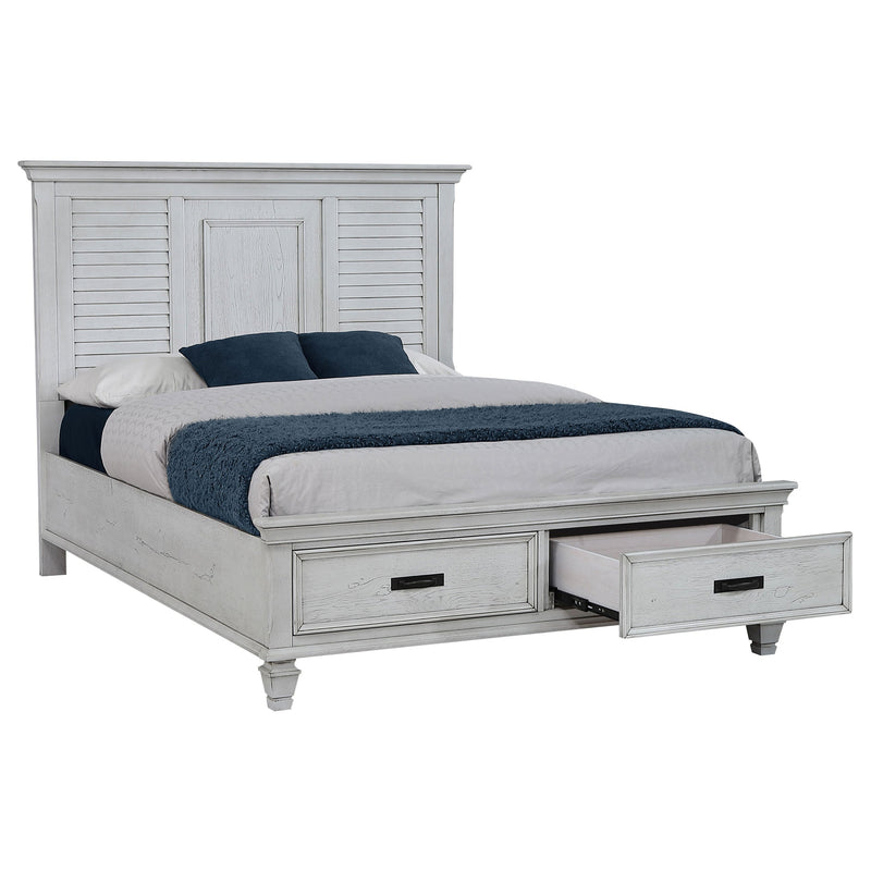Franco Wood  Panel Bed Distressed White