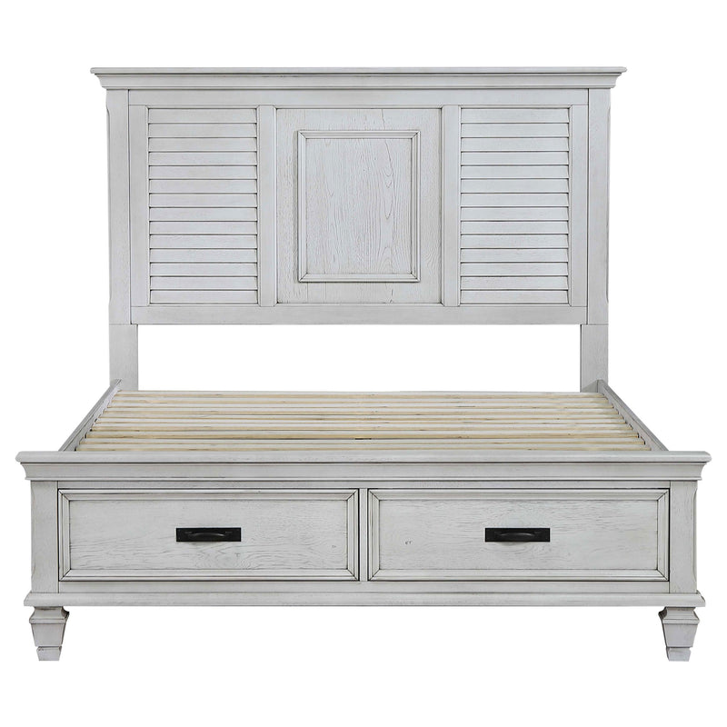 Franco Wood  Panel Bed Distressed White