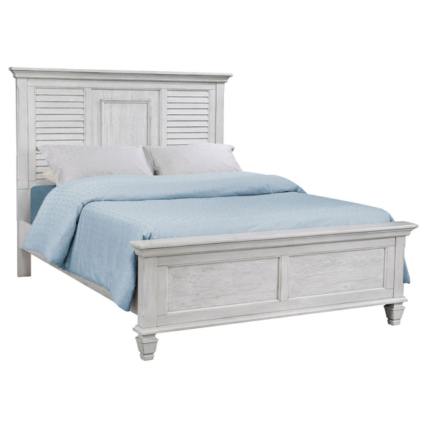 Franco Wood  Panel Bed Distressed White