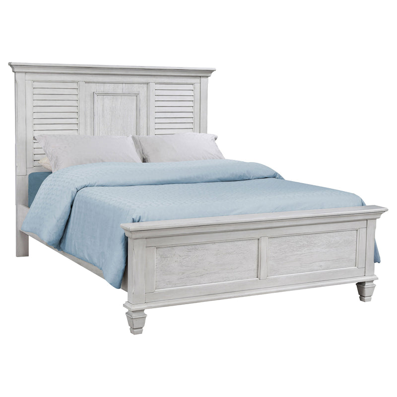 Franco Wood  Panel Bed Distressed White