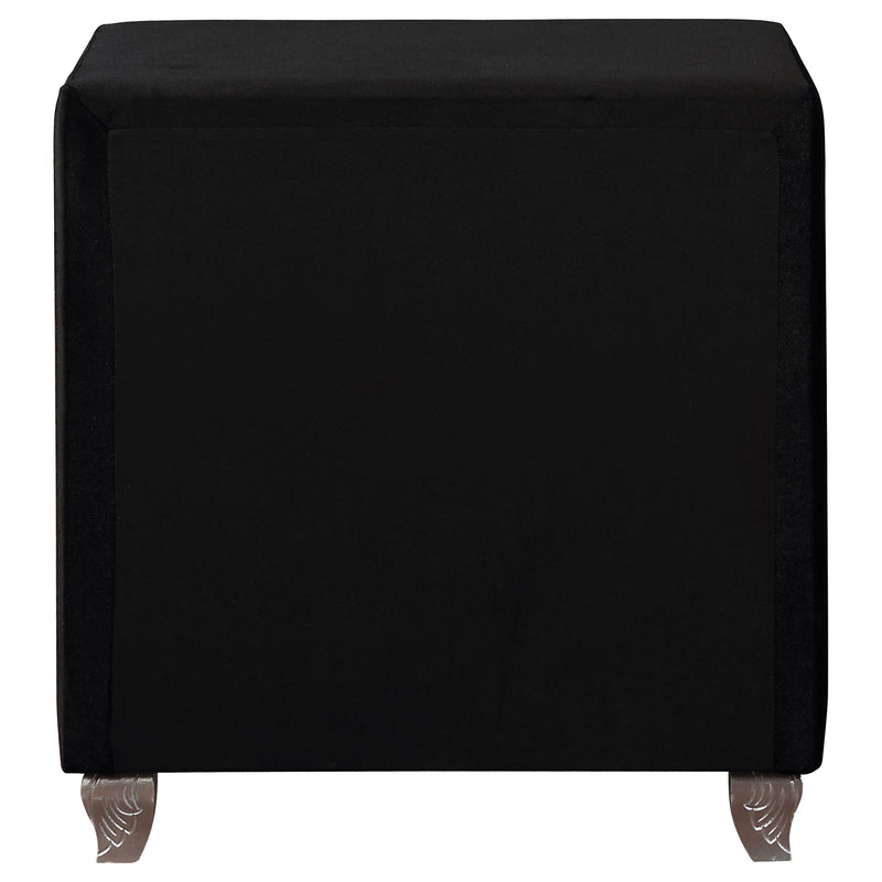 Deanna Upholstered 2-drawer Nightstand Black