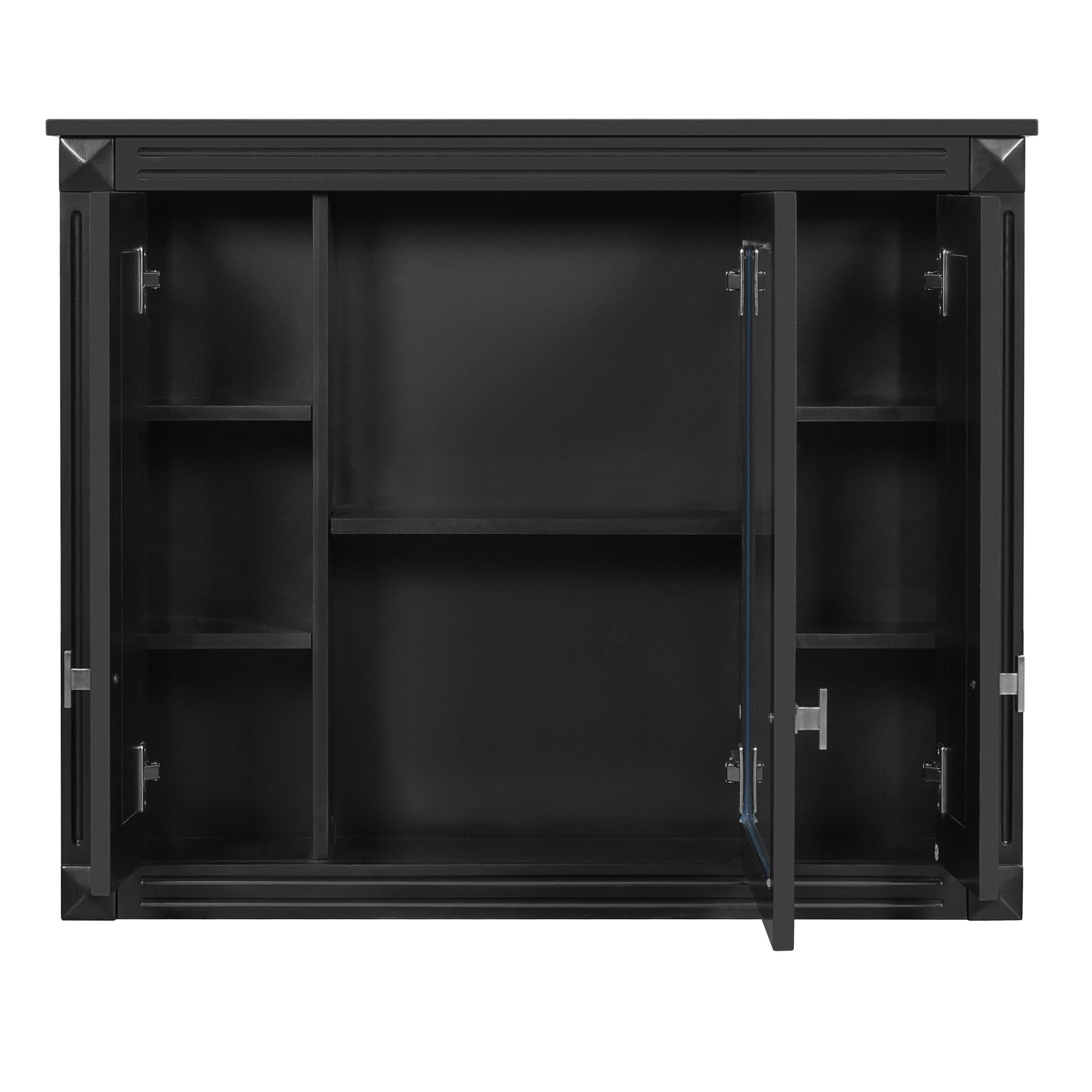 Wall Mounted Bathroom Cabinet With Mirror And 5 Shelves, Rectangular Design