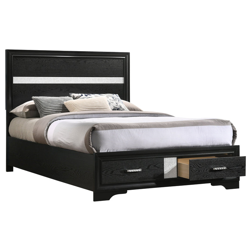 Miranda 51-inch Wood California King Storage Panel Bed Black