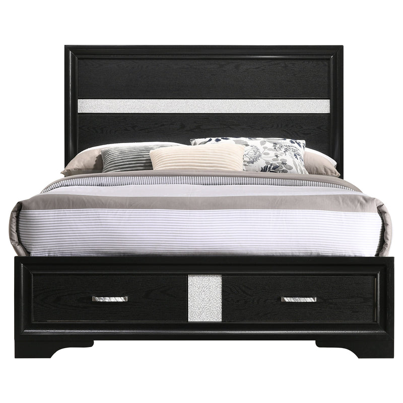 Miranda 51-inch Wood California King Storage Panel Bed Black