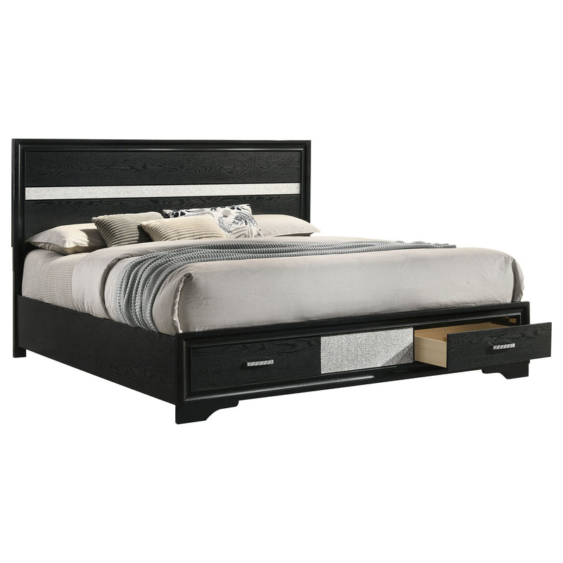 Miranda 51-inch Wood California King Storage Panel Bed Black