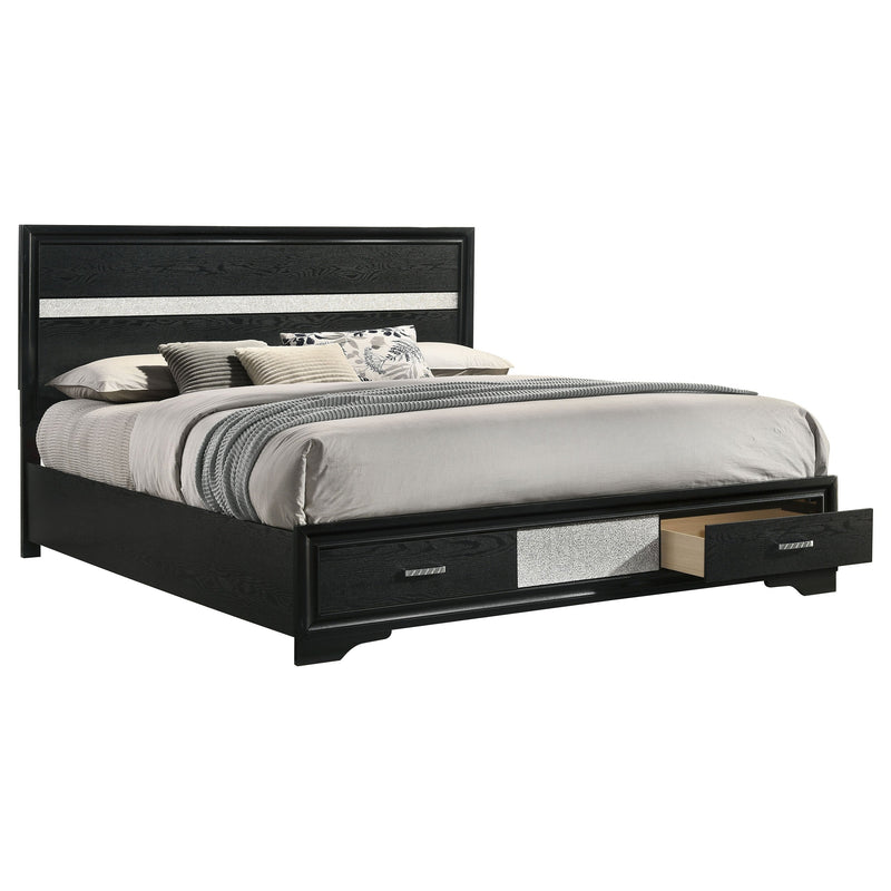 Miranda 51-inch Wood California King Storage Panel Bed Black