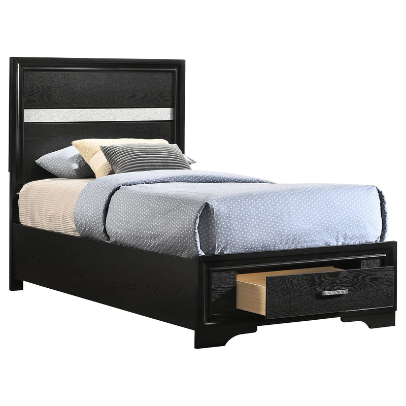 Miranda 51-inch Wood California King Storage Panel Bed Black