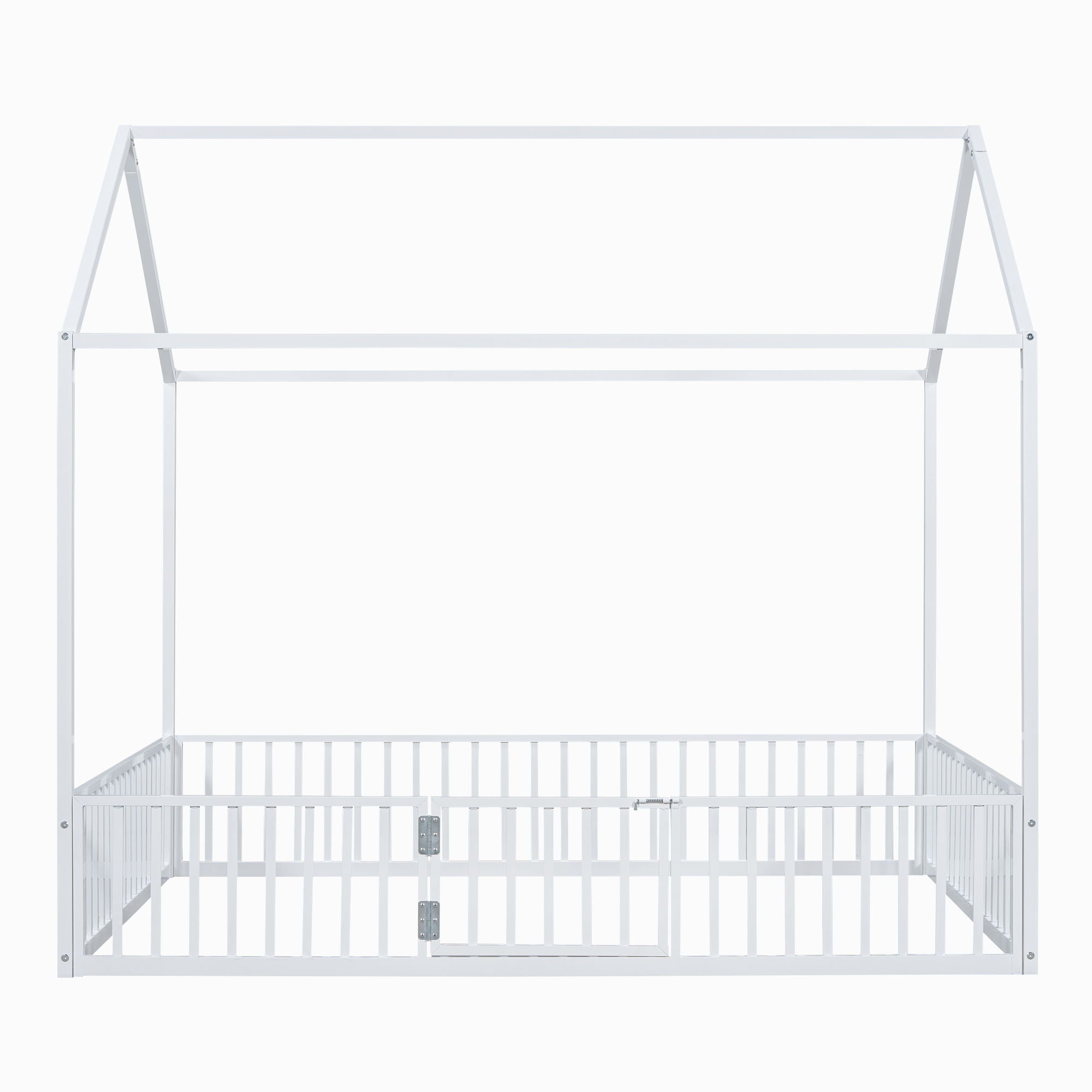 Metal House Bed With Fence And Door