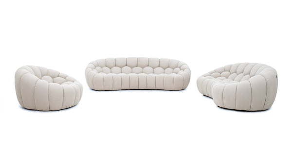 Divani Casa Yolonda - Modern Curved Beige Fabric Sofa Set