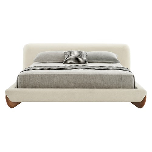 Modrest Fleury - Contemporary Cream Fabric and Walnut  Bedroom Set