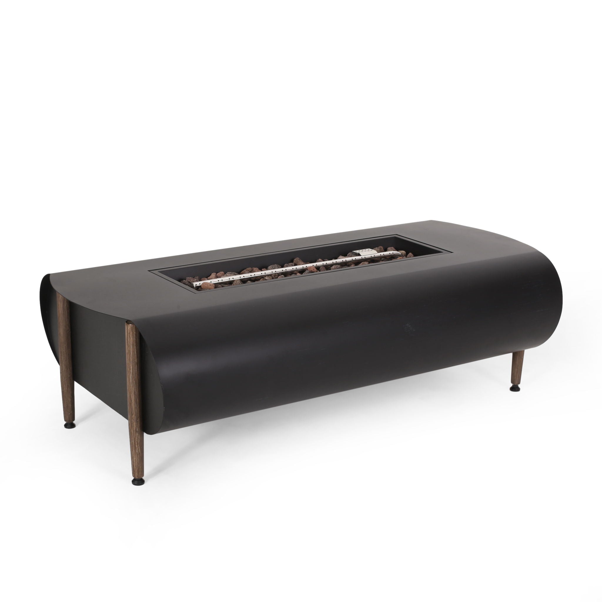 Vernon - Rectangle Fire Pit 50, 000 Btu - Dark Gray