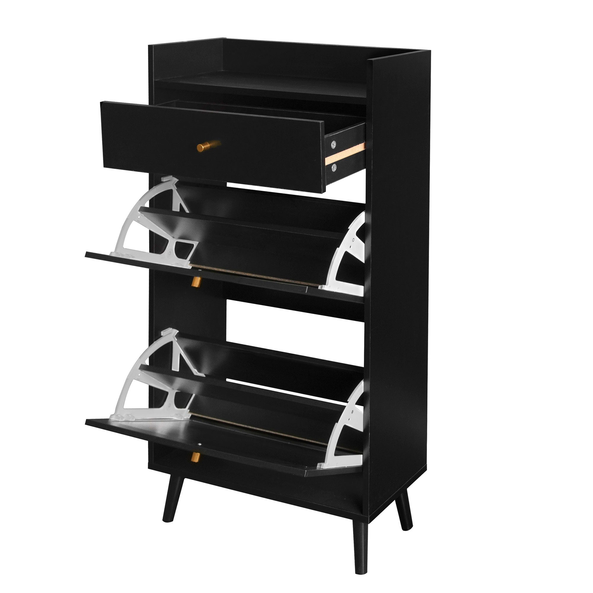 Allen - Rattan 2 Door 1 Drawer Cabinet Shoe Rack For Entrance