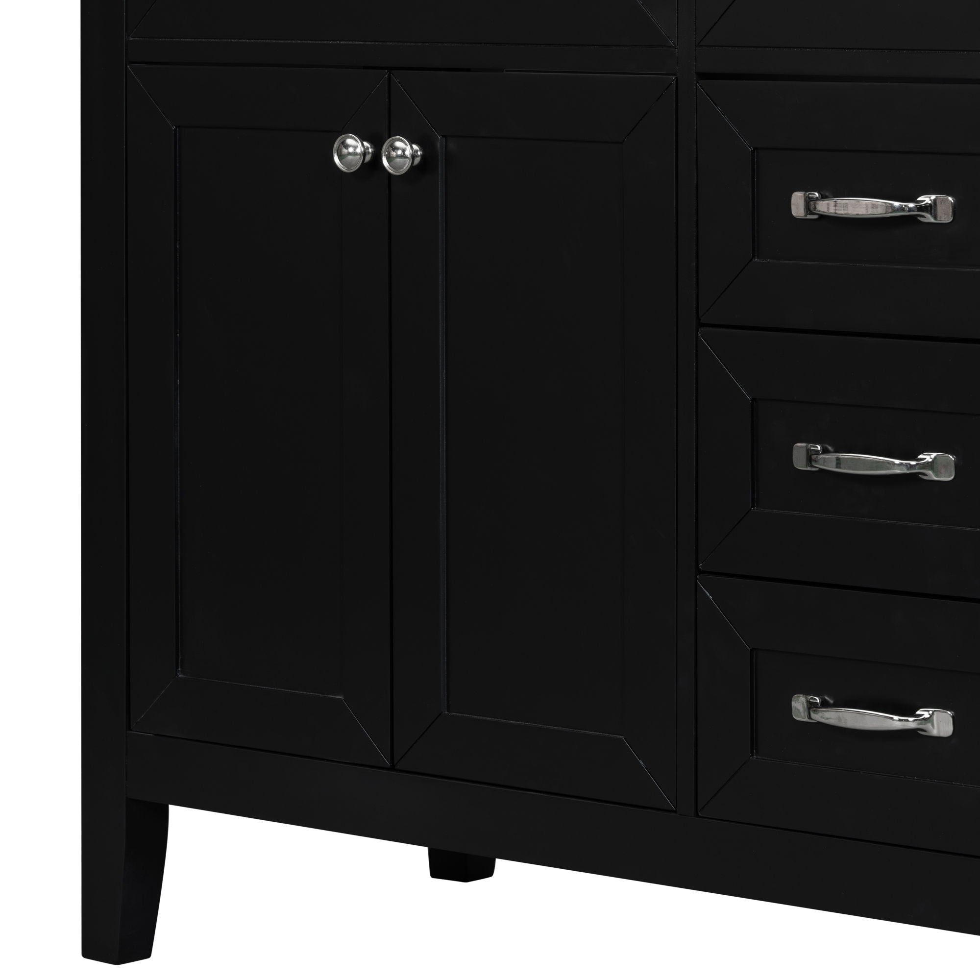 Modern Bathroom Vanity Base Only, 2 Doors And 3 Drawers