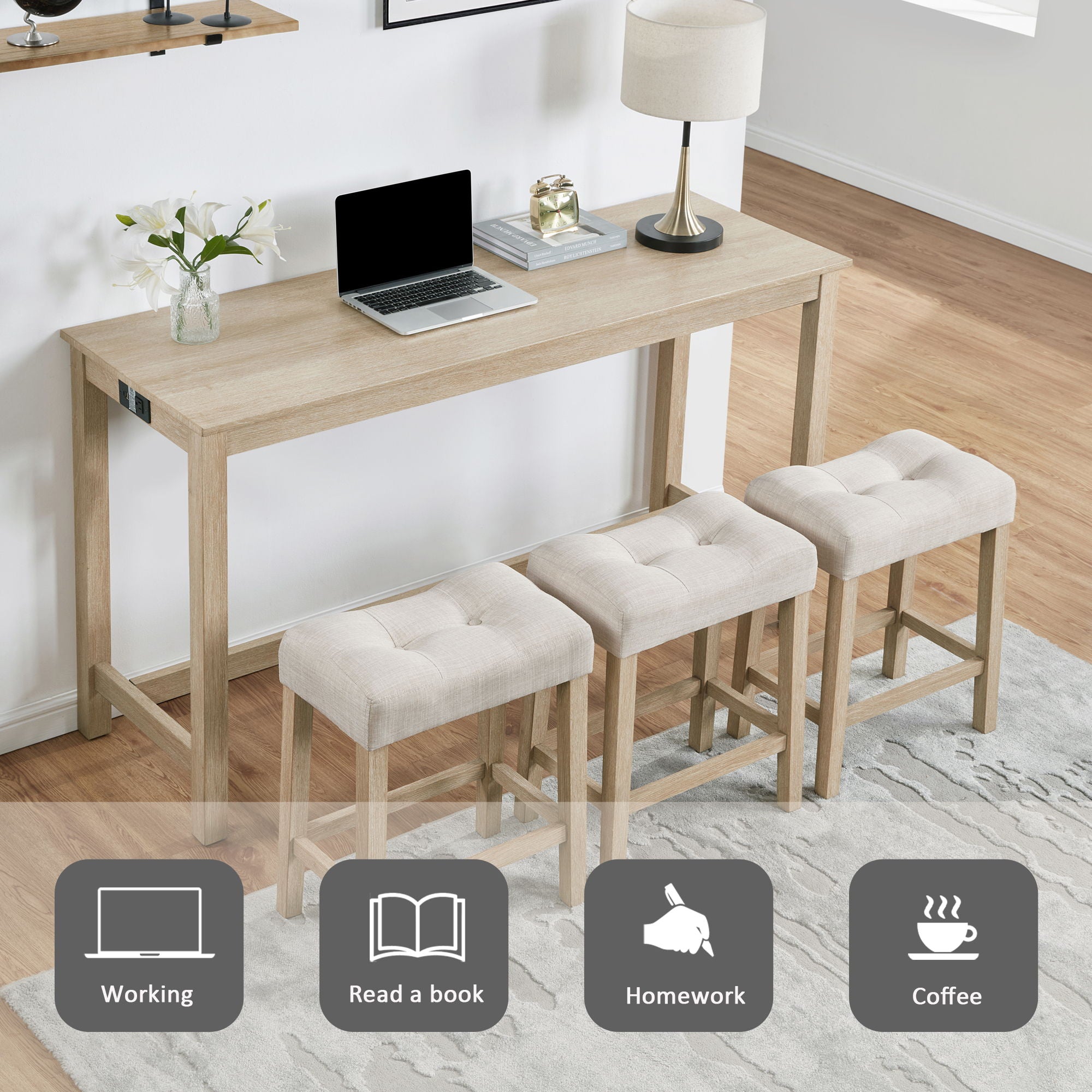 4 Piece Bar Table Set With Power Outlet