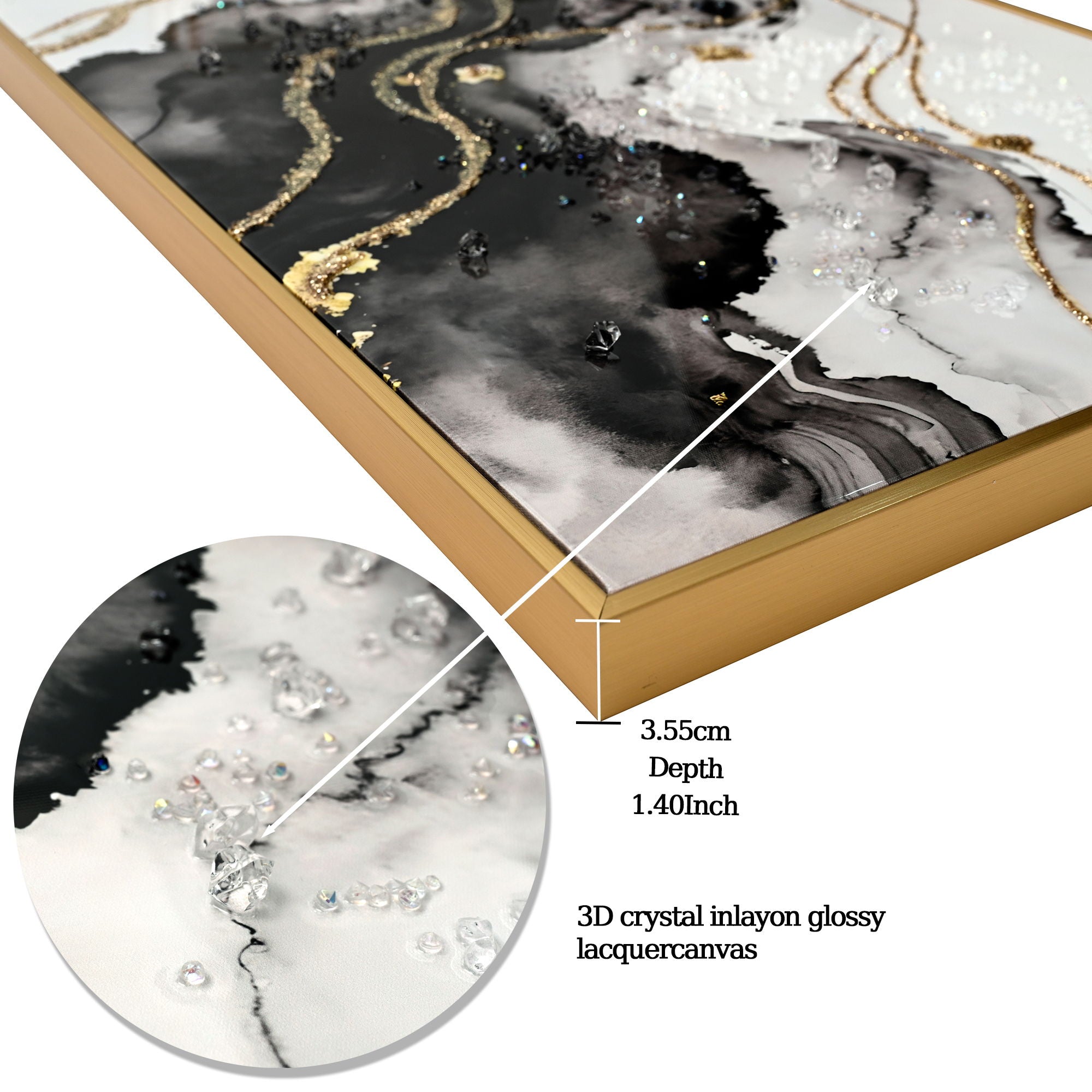 Large Framed And Abstract Wall Art, Minimalist Canvas Prints (Set of 2) - White / Black