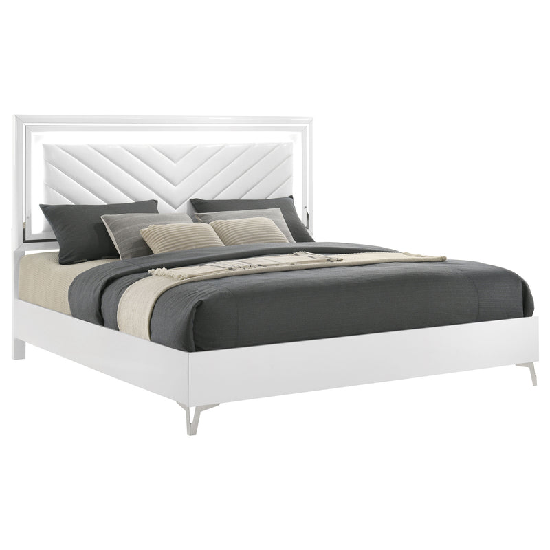 Cassia LED Panel Bed White High Gloss