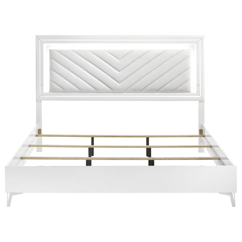 Cassia LED Panel Bed White High Gloss