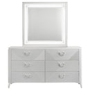 Cassia 6-drawer Dresser Cabinet with Mirror White High Gloss
