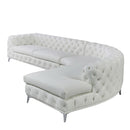 DIvani Casa Kohl - Contemporary White RAF Curved Shape Sectional Sofa w/ Chaise