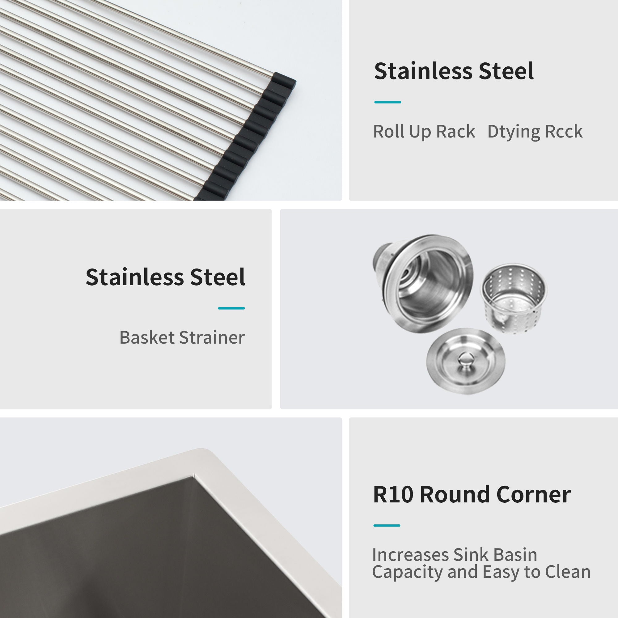 Modern Double Bowl Undermount Kitchen Sink 50 / 50 Design Stainless Steel
