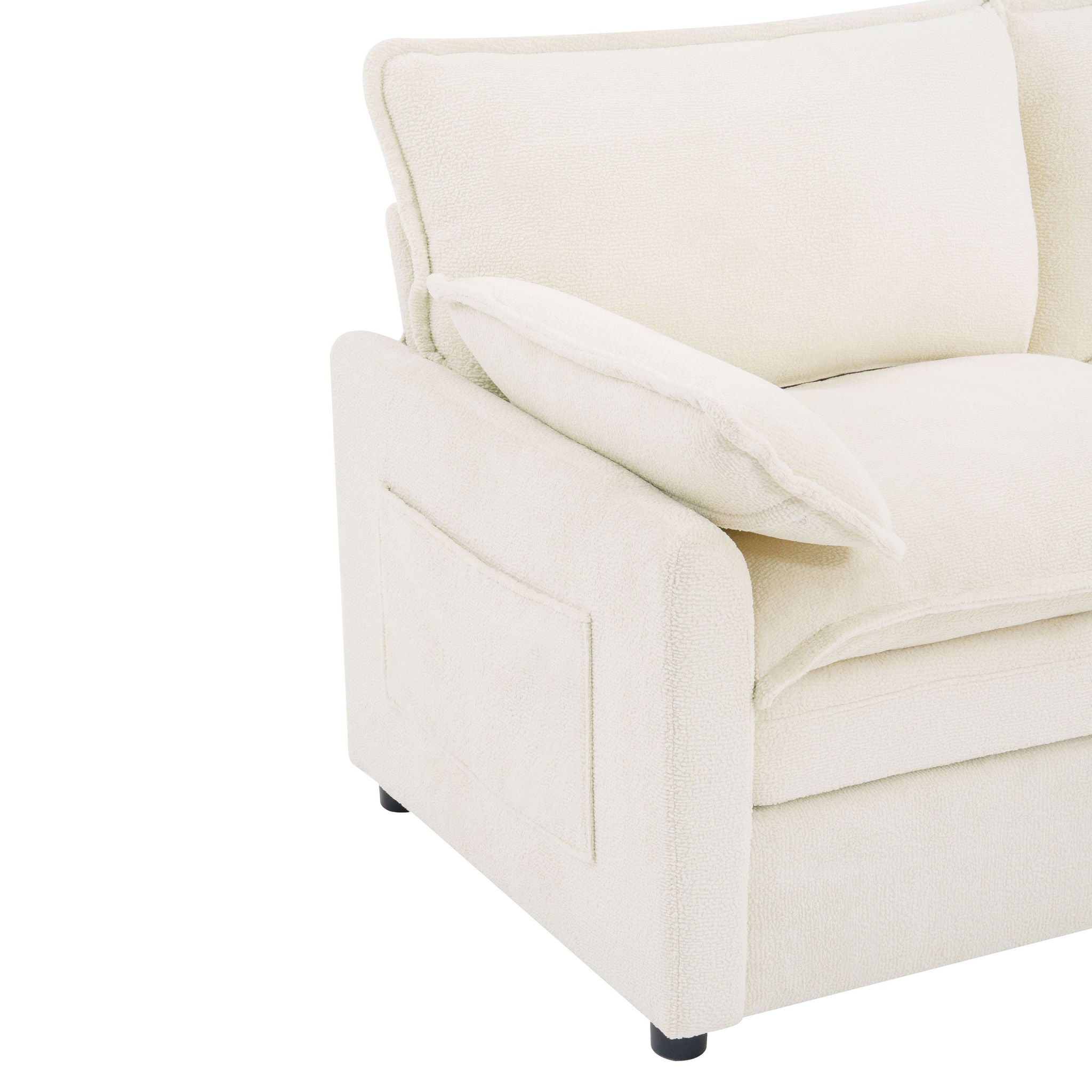 Modern 3 Seater Sofa With Side Storage Pockets For Living Room
