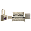 Lorient 4-piece Queen Bedroom Set Ivory and Camel