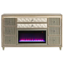 Lorient 8-drawer LED Bedroom Flame Box Dresser Ivory Camel