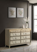 Lorient 8-drawer LED Bedroom Dresser Cabinet Ivory and Camel